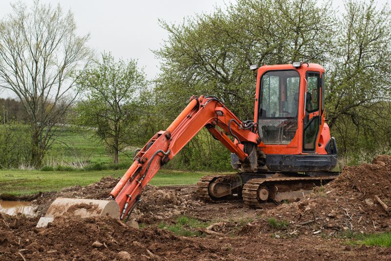 red excavator