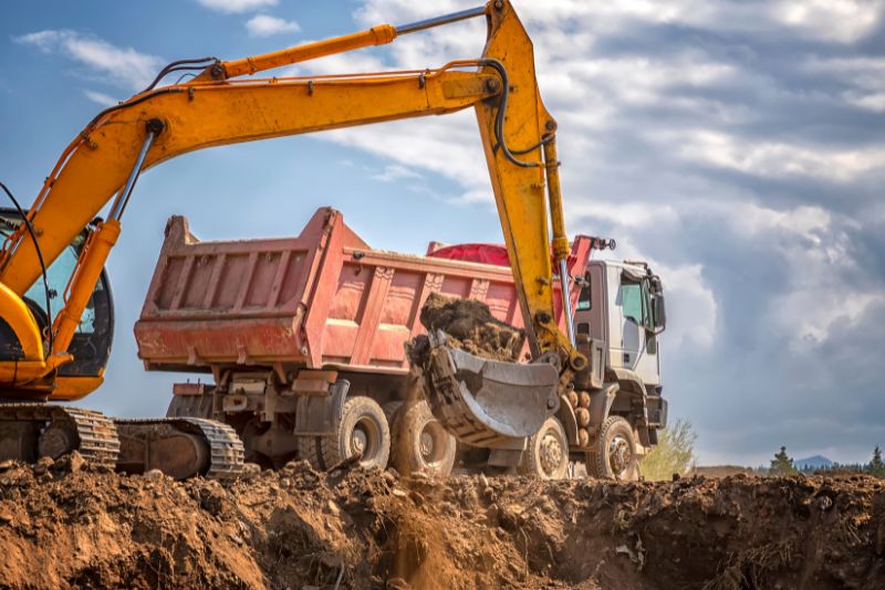 earthmoving by an excavator