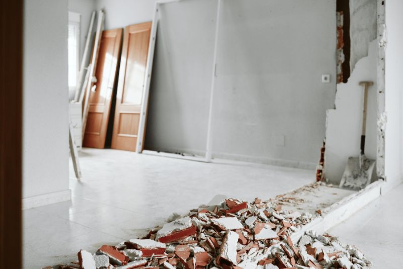 a demolished wall inside the house