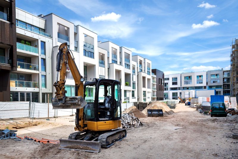 excavator used to clear a construction site