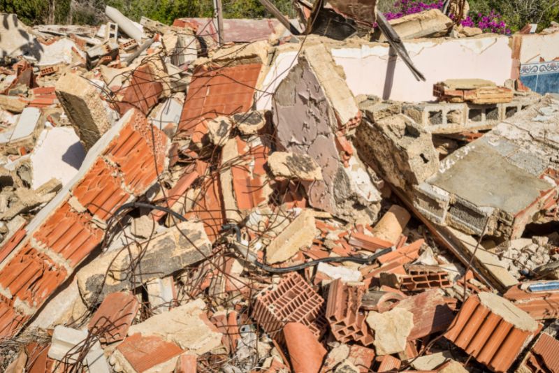pile of rubble and debris