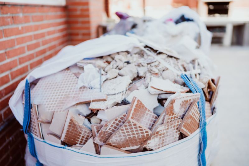 debris put in a bag