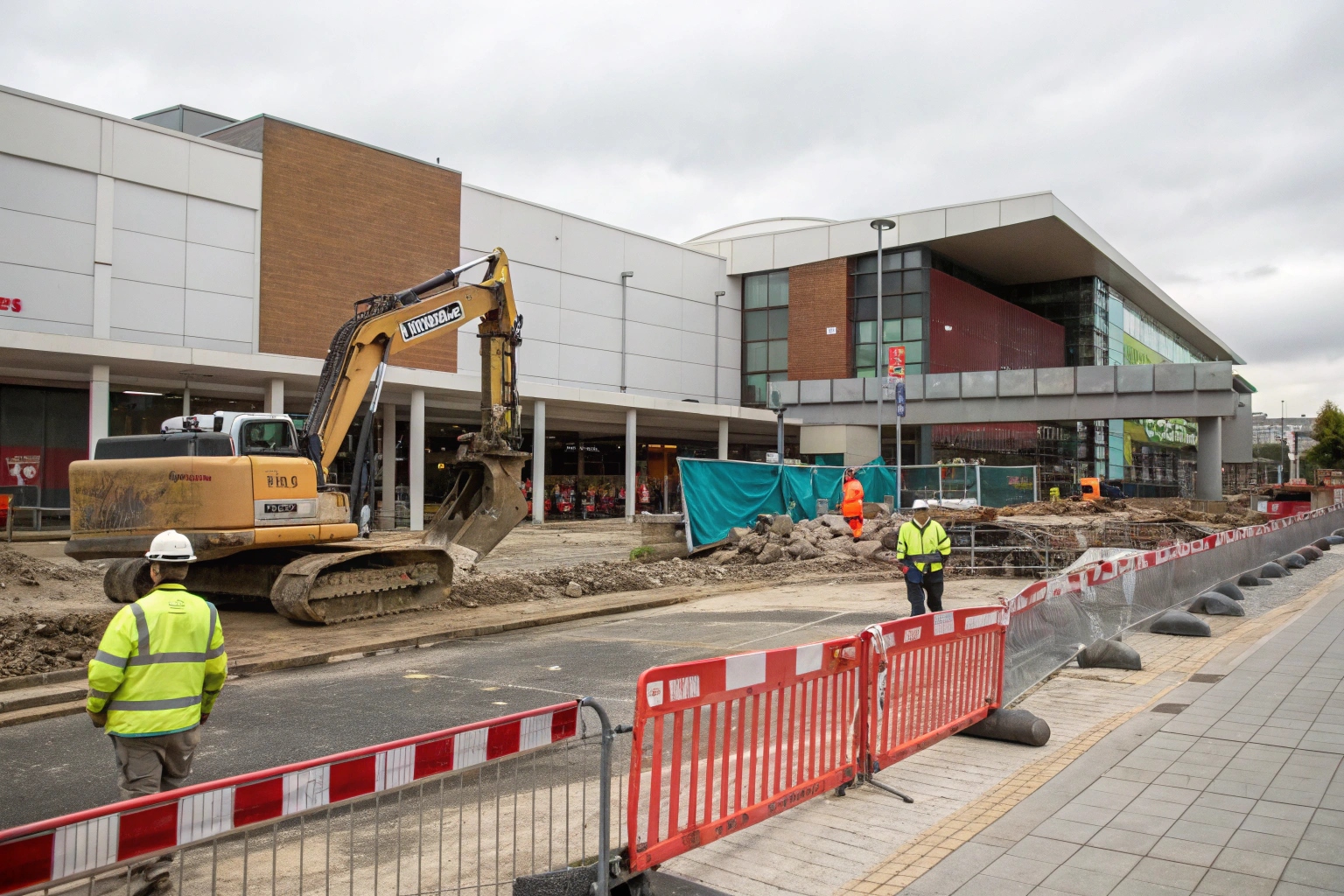Commercial demolition project near Eastlands Shopping Centre showing professional site management