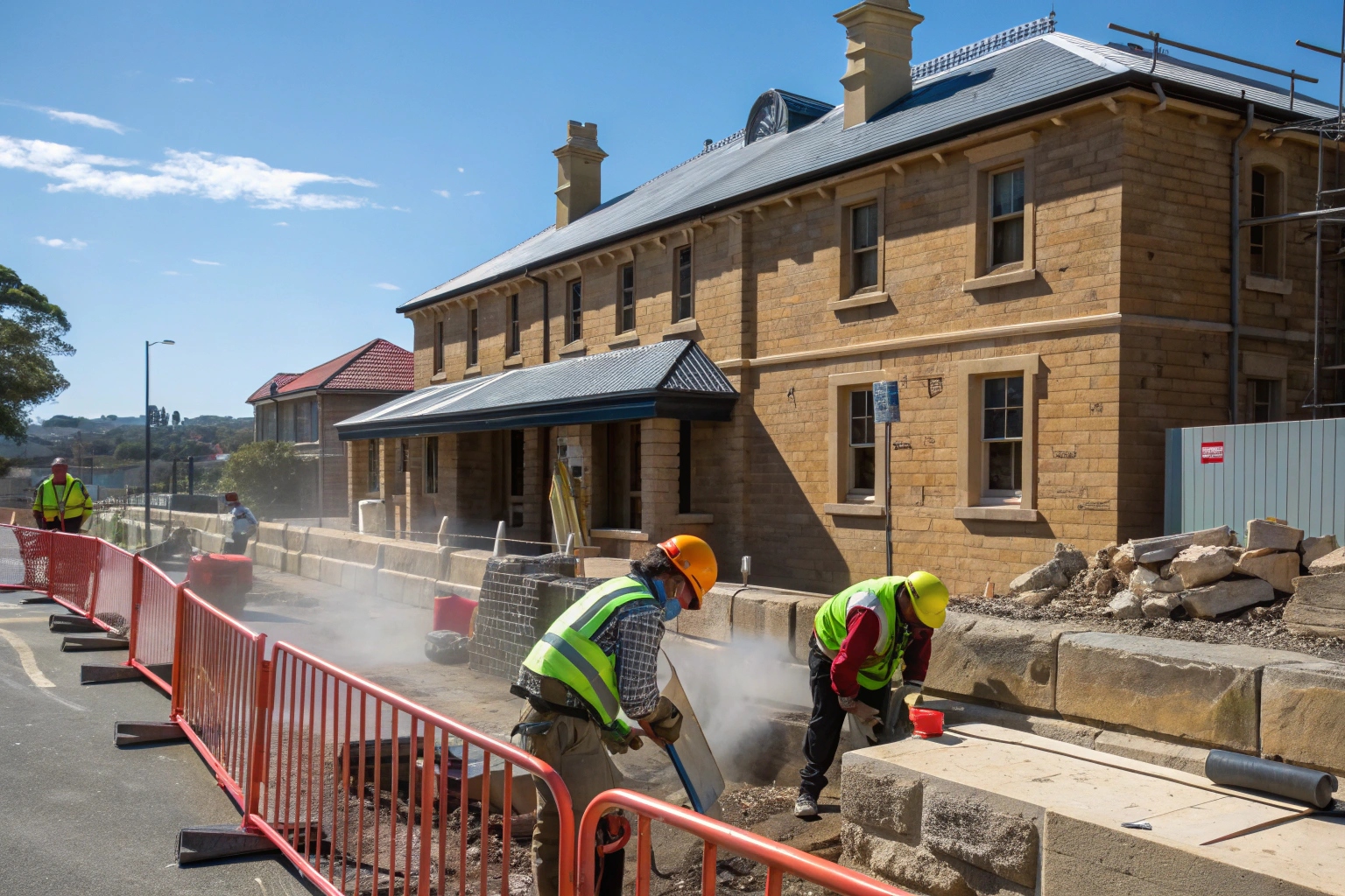 Licensed demolition team working heritage renovation project Battery Point Tasmania