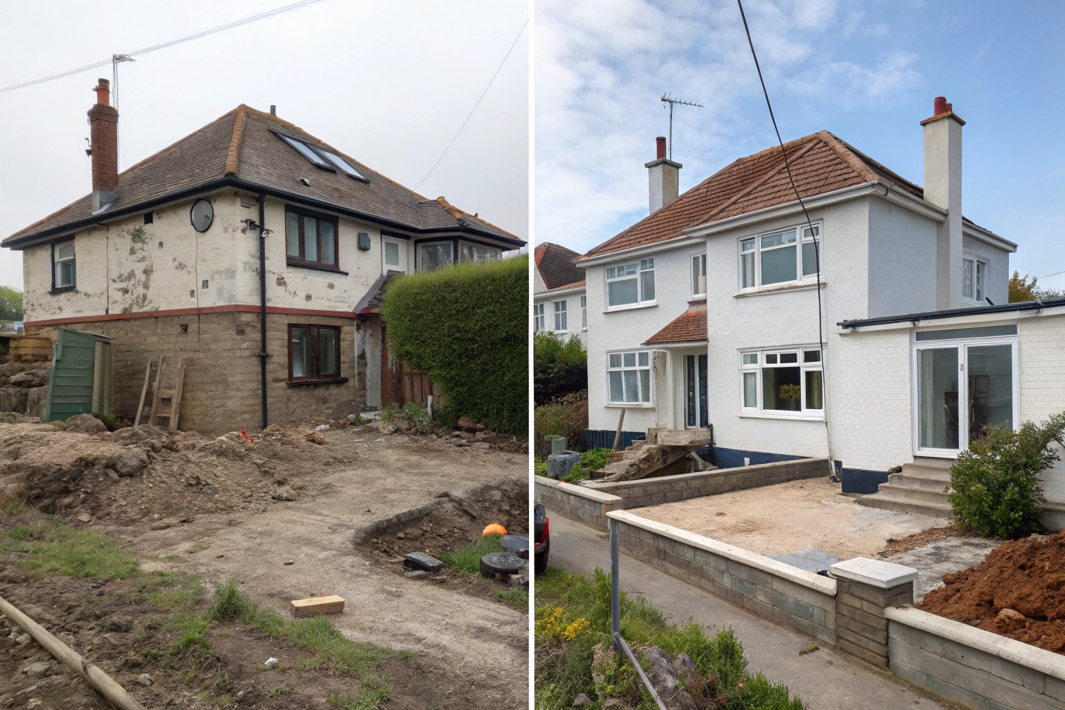 Before and after shots of residential demolition transformation in Bellerive TAS