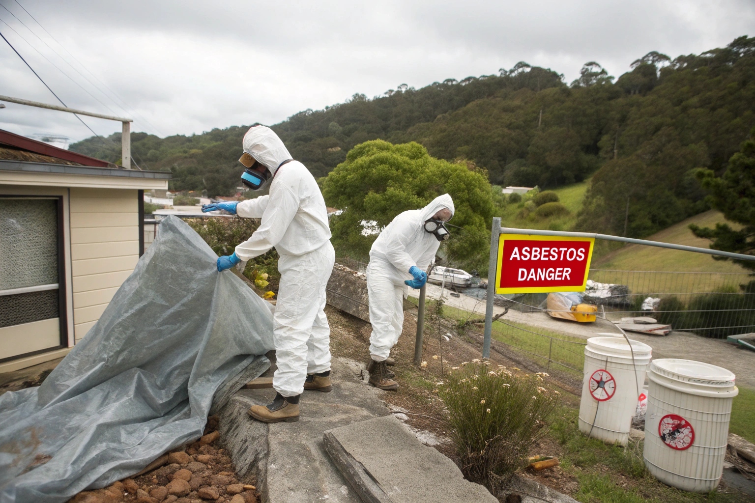Lenah Valley house demolition showing safe asbestos removal protocols with licensed professionals